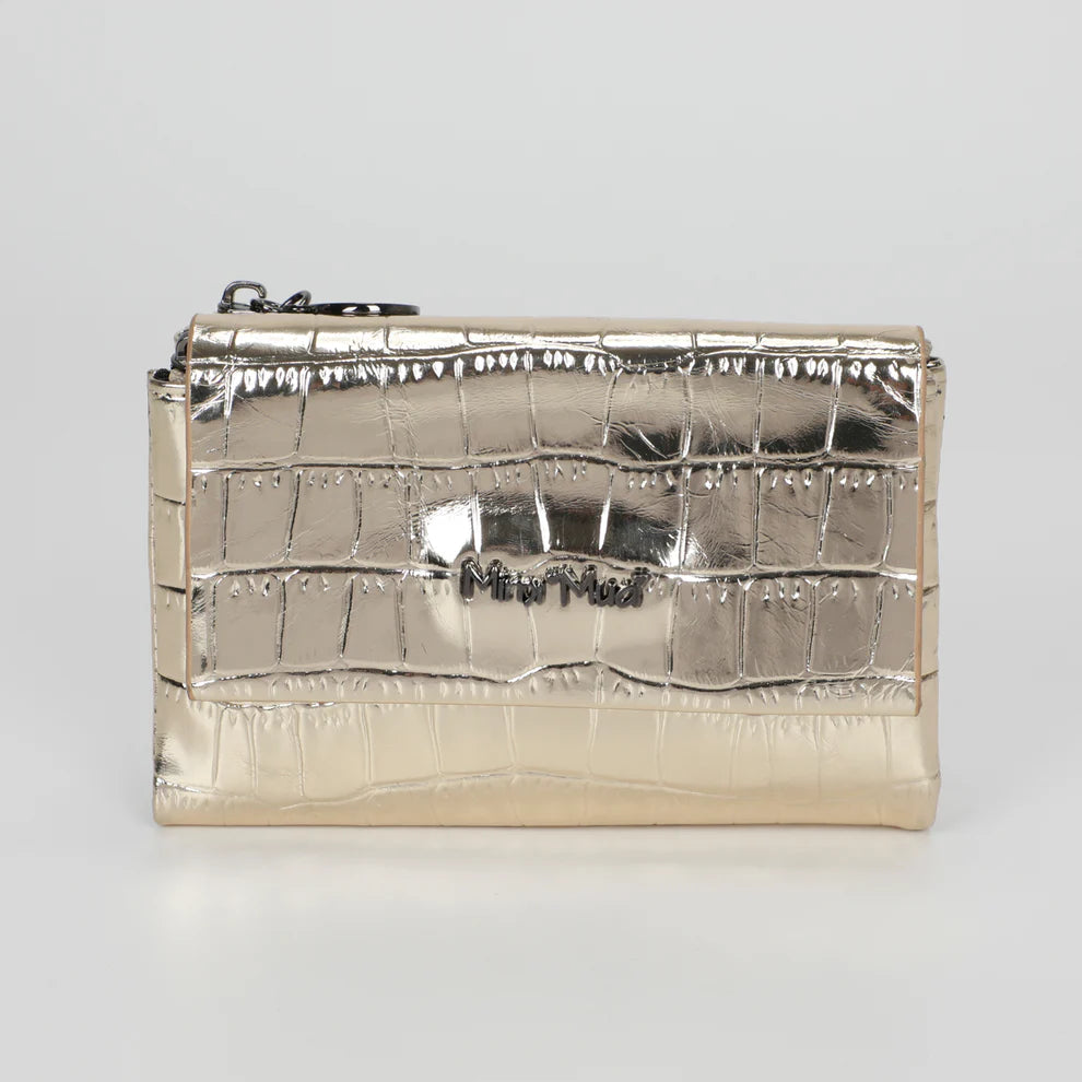 PORTAFOGLIO MEDIO IN PELLE METALLIZZATO MIMI-MUA