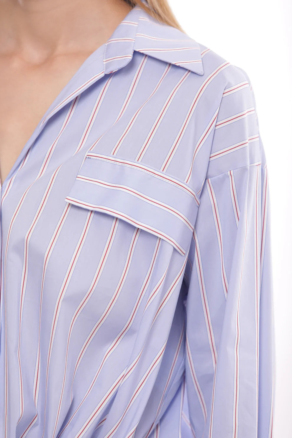 CAMICIA IN COTONE A RIGHE CON NODO MIMI-MUA