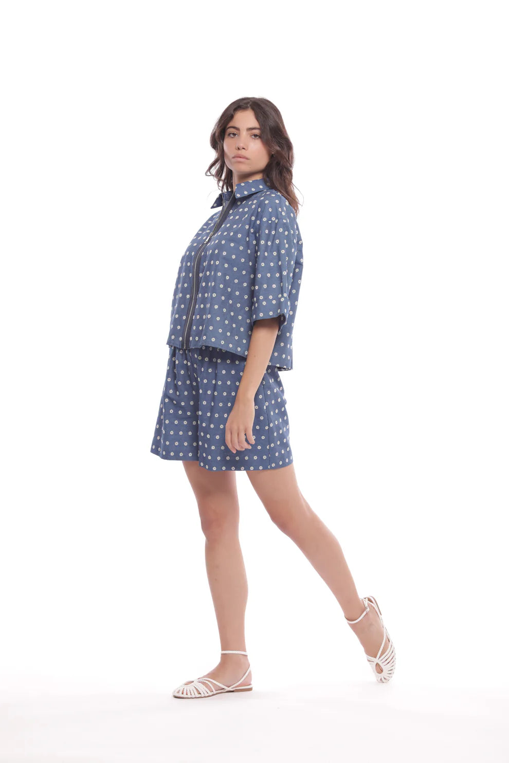 PANTALONE SHORT IN CHAMBRAY RICAMATO MIMI-MUA