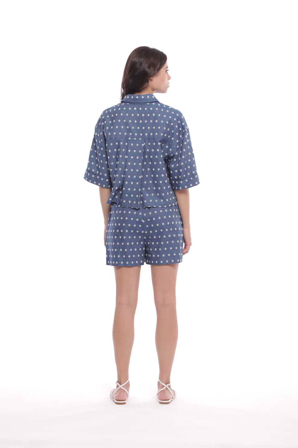 PANTALONE SHORT IN CHAMBRAY RICAMATO MIMI-MUA