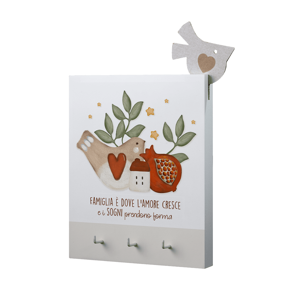 Portachiavi da muro – Famiglia è dove l’amore cresce e I sogni prendono forma