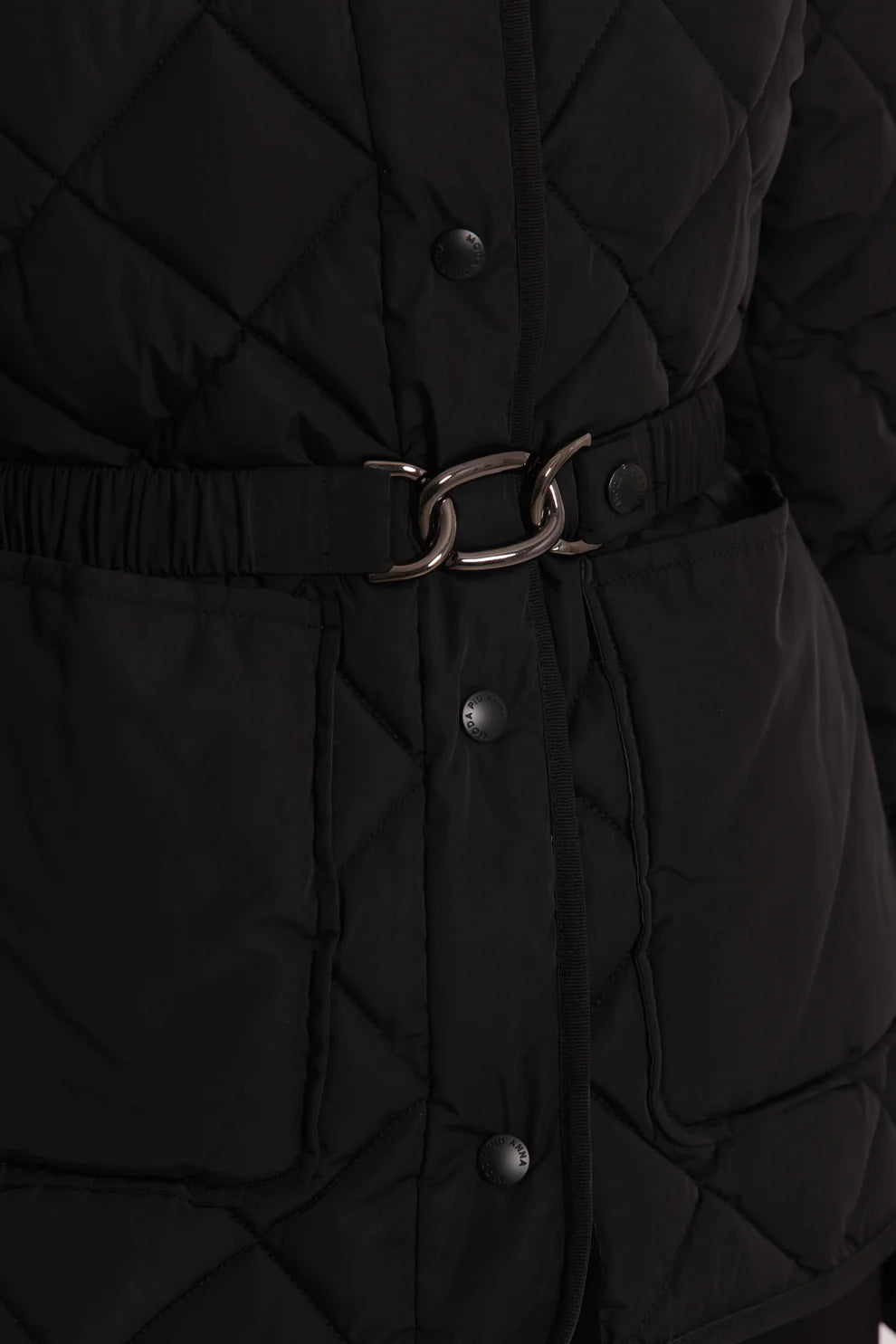 PIUMINO CORTO CON COLLO EFFETTO PELLICCIA CON CINTURA MIMI-MUA