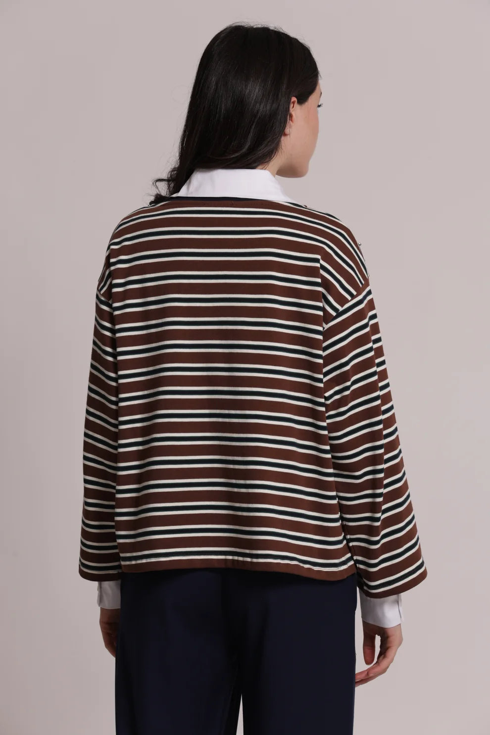 T-SHIRT MANICHE LUNGHE A RIGHE CON APPLICAZIONI MIMI-MUA