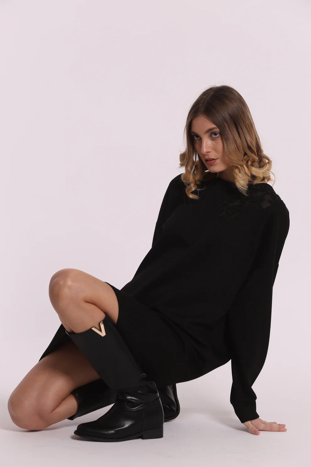 ABITO IN FELPA CON TRASPARENZE E STRASS Mimi-Mua