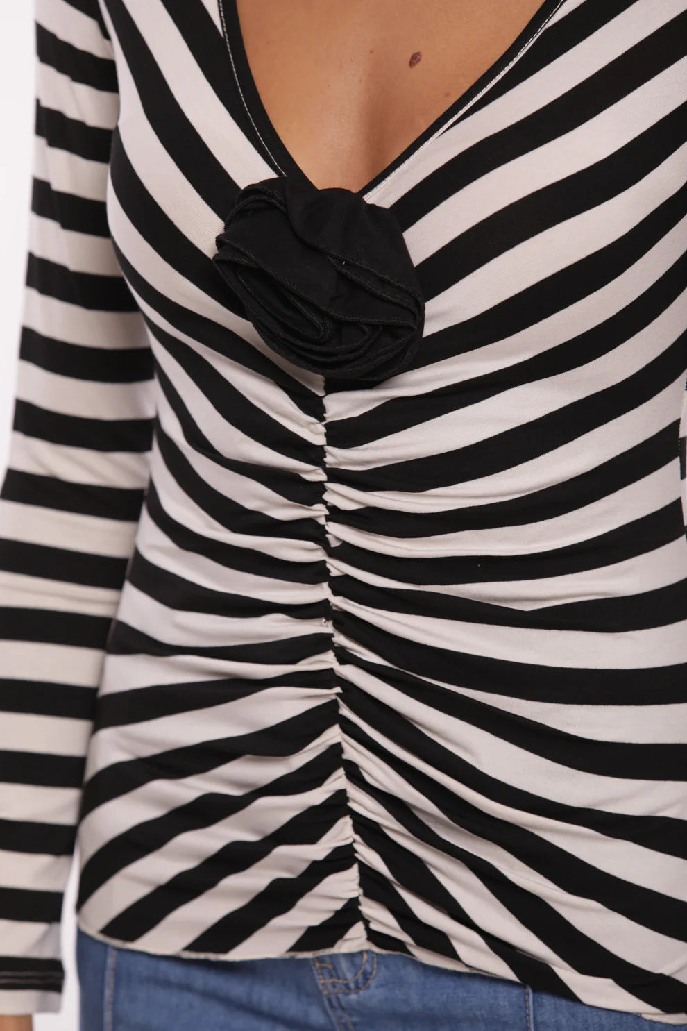 T-SHIRT A RIGHE CON FIORE MIMI-MUA