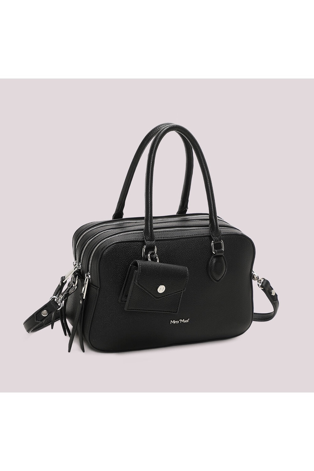 BORSA A SPALLA CON 3 ZIP E BORSINA IN MINIATURA MIMI-MUA