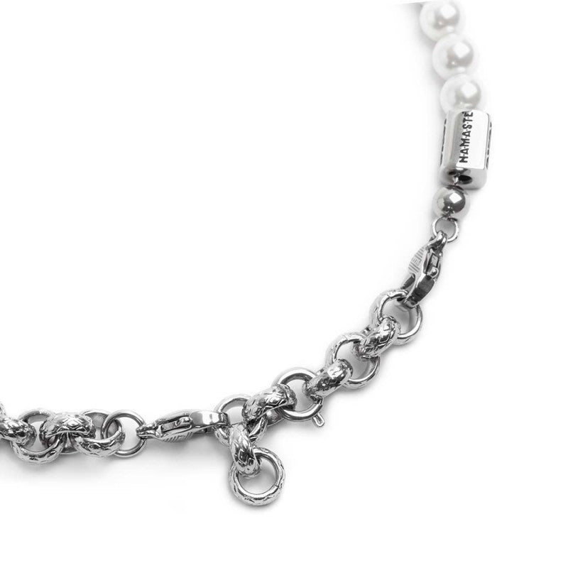 Bracciale con catena rollò con trama e perle Marlù