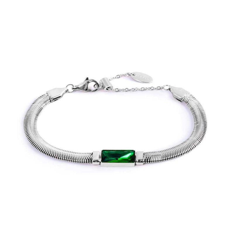 Bracciale catena snake con cristallo baguette centrale MARLU'