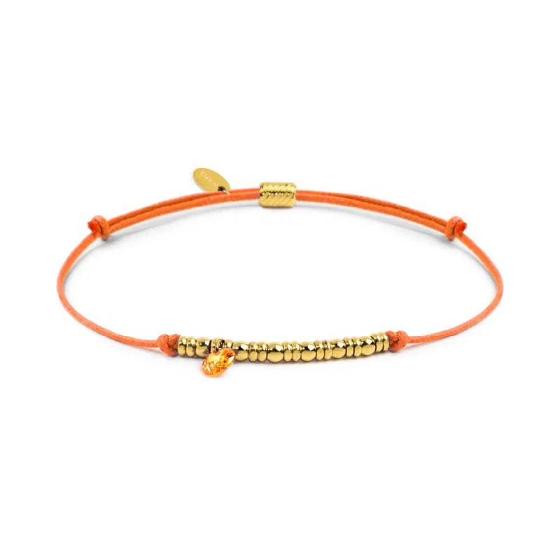 Bracciale cordino con elementi acciaio e zircone pendente Marlù