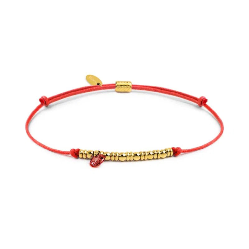 Bracciale cordino con elementi acciaio e zircone pendente Marlù