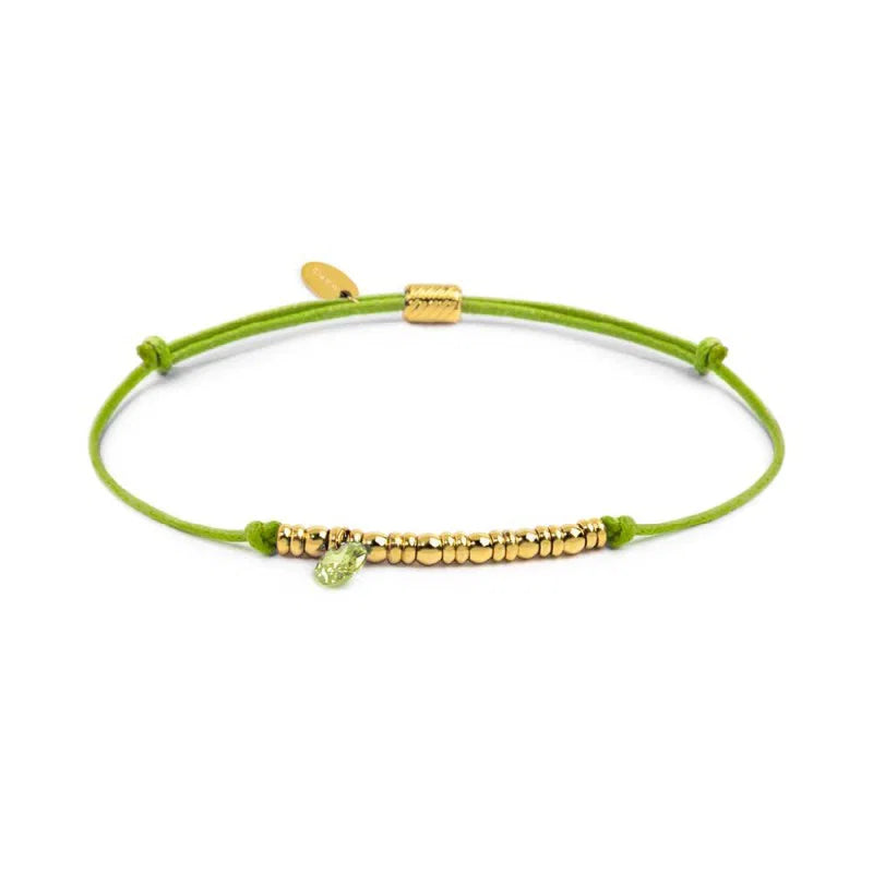 Bracciale cordino con elementi acciaio e zircone pendente Marlù