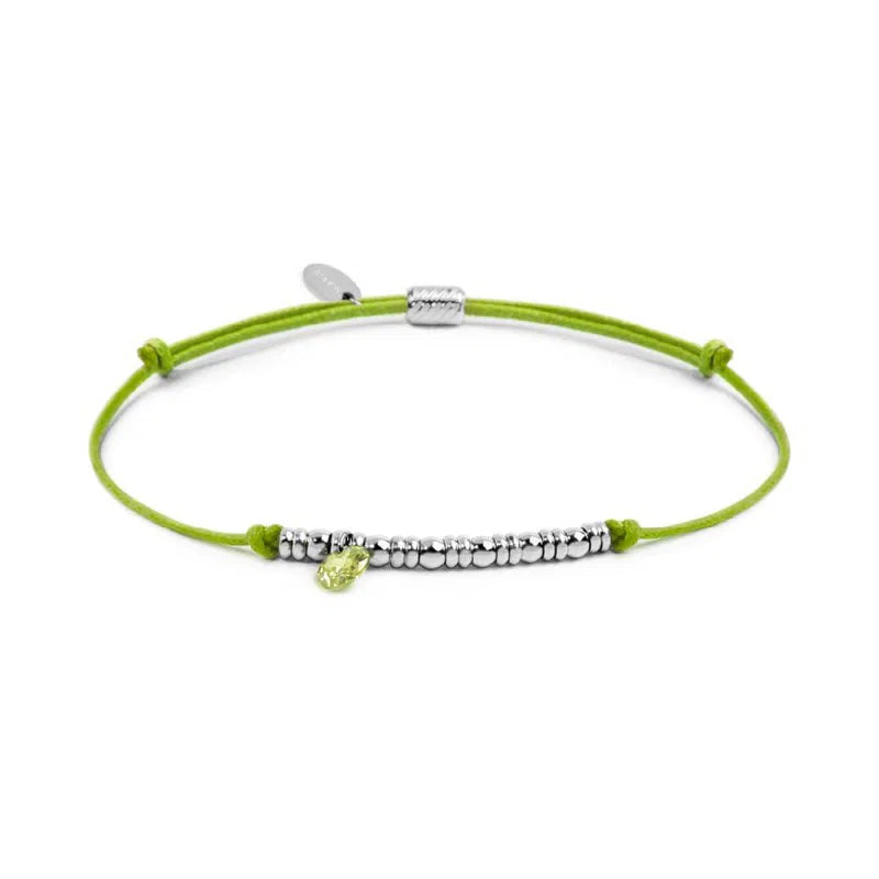 Bracciale cordino con elementi acciaio e zircone pendente Marlù