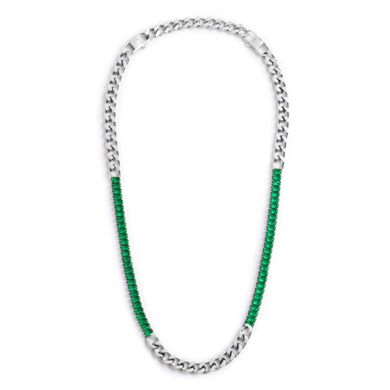 Collana catena grumetta con tennis cristalli baguette Marlù