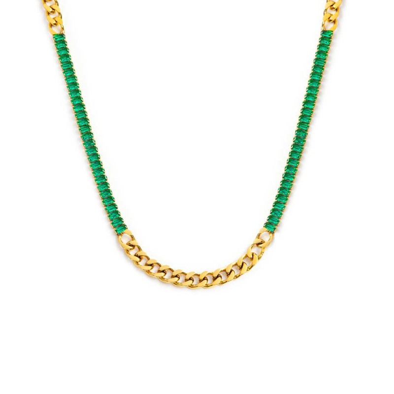 Collana catena grumetta con tennis cristalli baguette Marlù