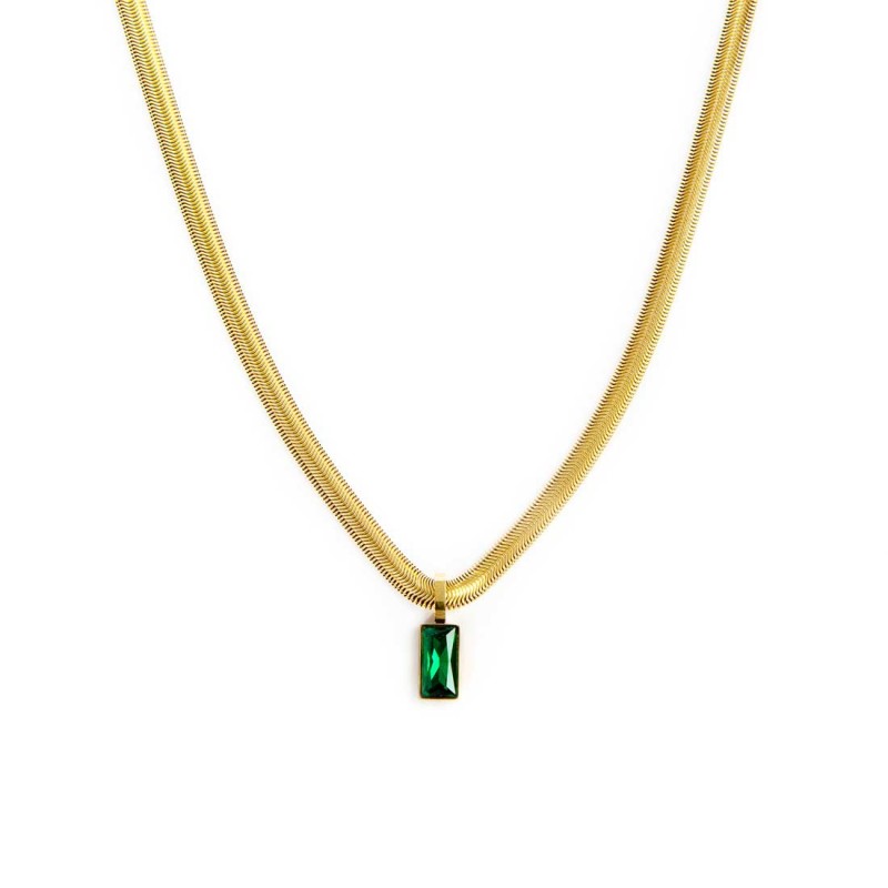 Collana catena snake cristallo baguette centrale Marlù