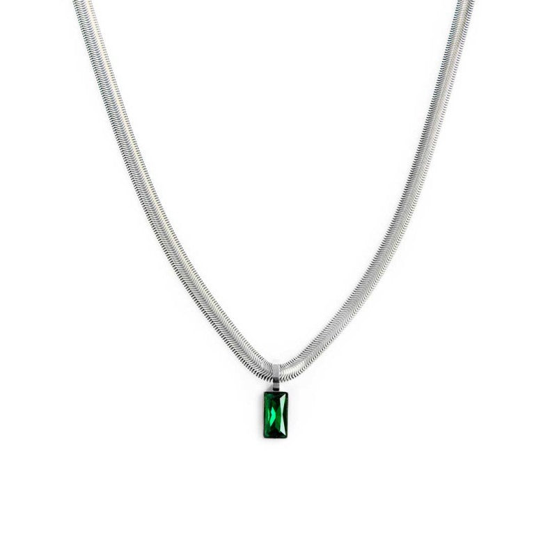 Collana catena snake cristallo baguette centrale Marlù