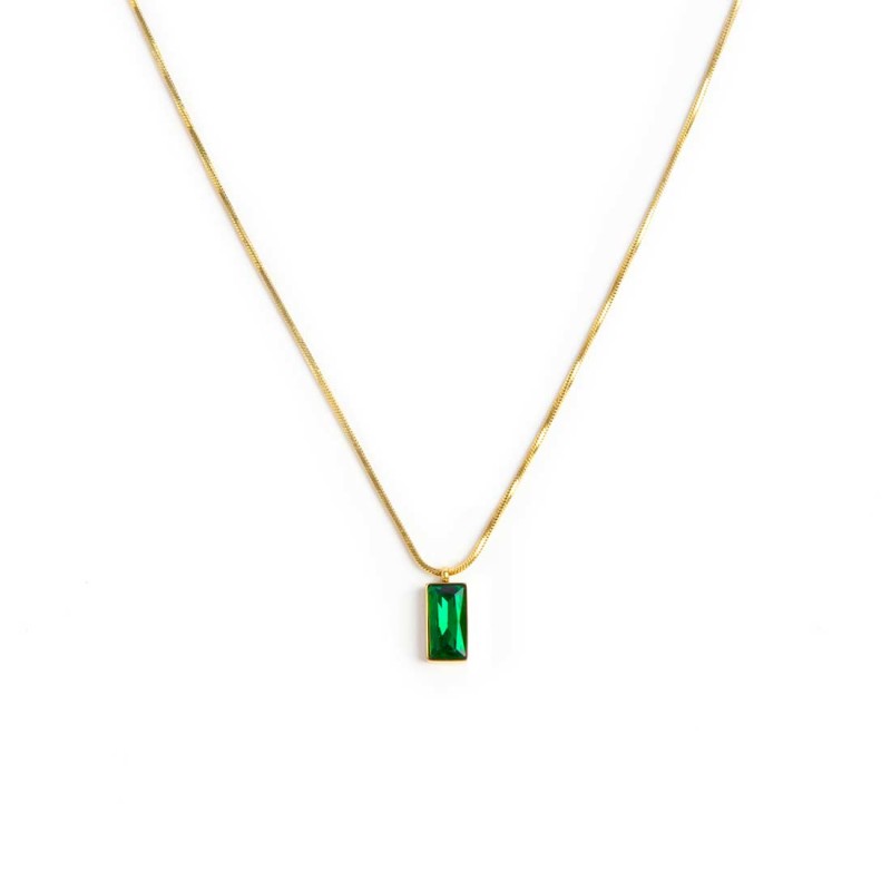 Collana catena snake quadrata cristallo baguette centrale Marlù