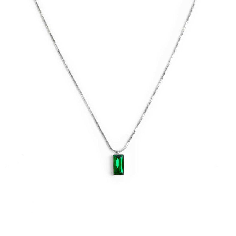 Collana catena snake quadrata cristallo baguette centrale Marlù