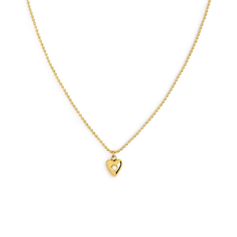 Collana con cuore centrale con zircone Marlu