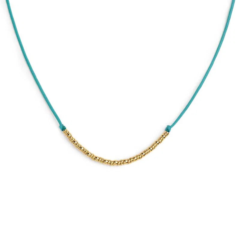 Collana cordino con sfere e rondelle al centro Marlù