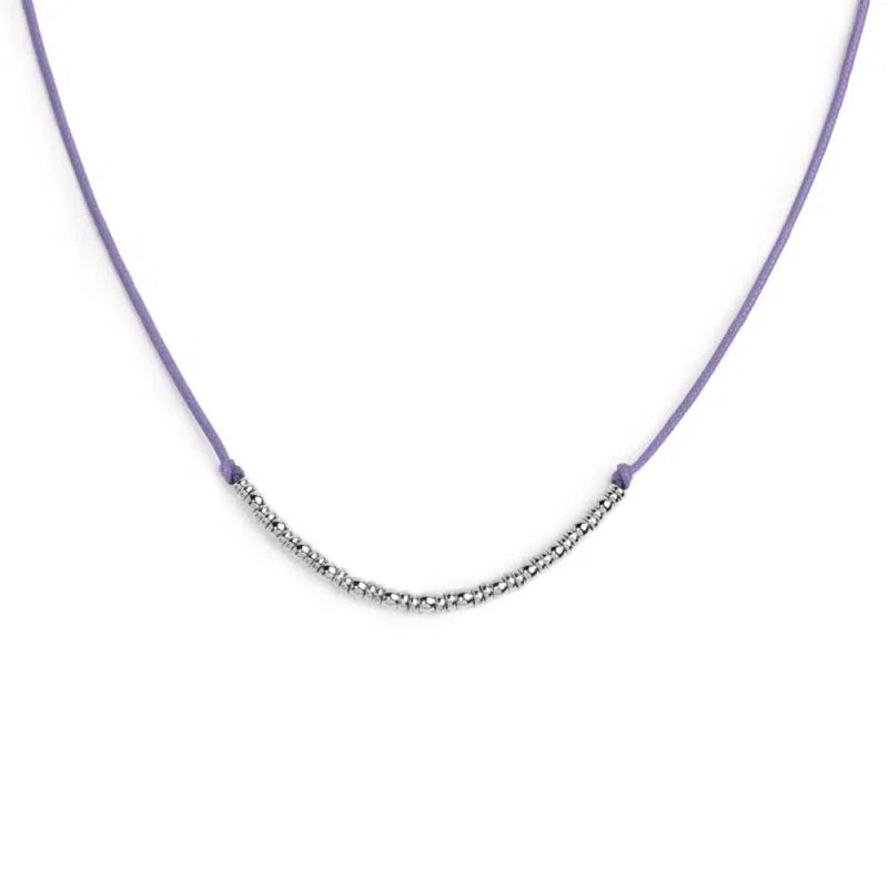 Collana cordino con sfere e rondelle al centro Marlù
