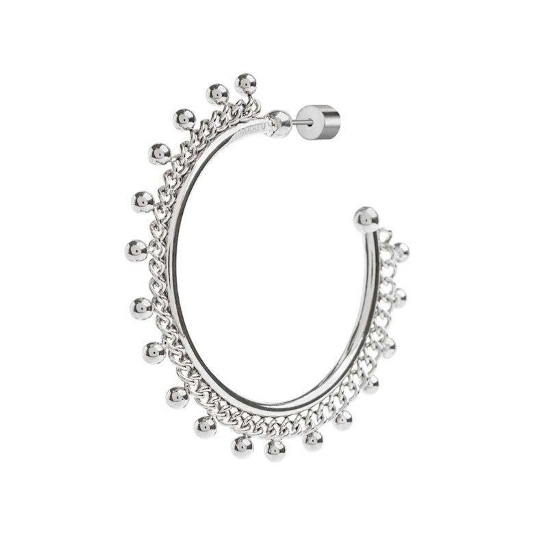 Orecchino a cerchio con catena grumetta e sfere MARLU'