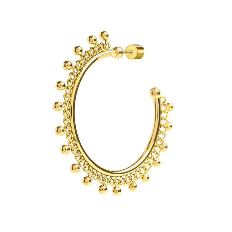 Orecchino a cerchio con catena grumetta e sfere MARLU'