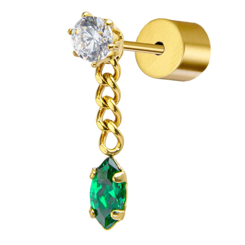 Orecchino a lobo catena grumetta con zirconi MARLU'