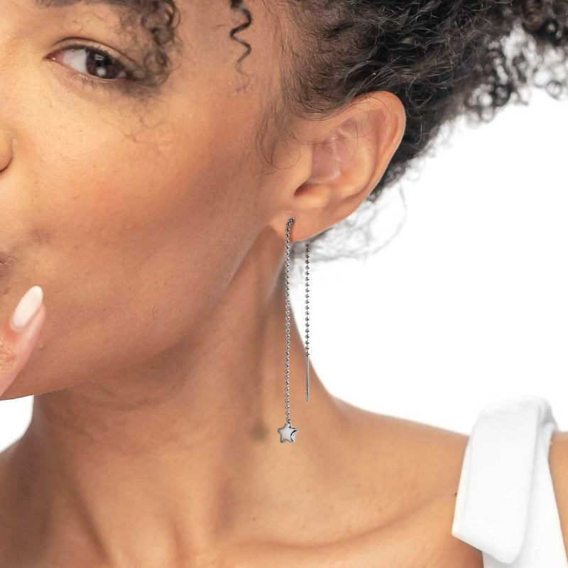 Orecchino pendente catena a sfere con stella Marlù