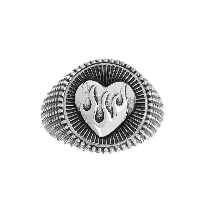 Piastrina tonda cuore con fiamme changy