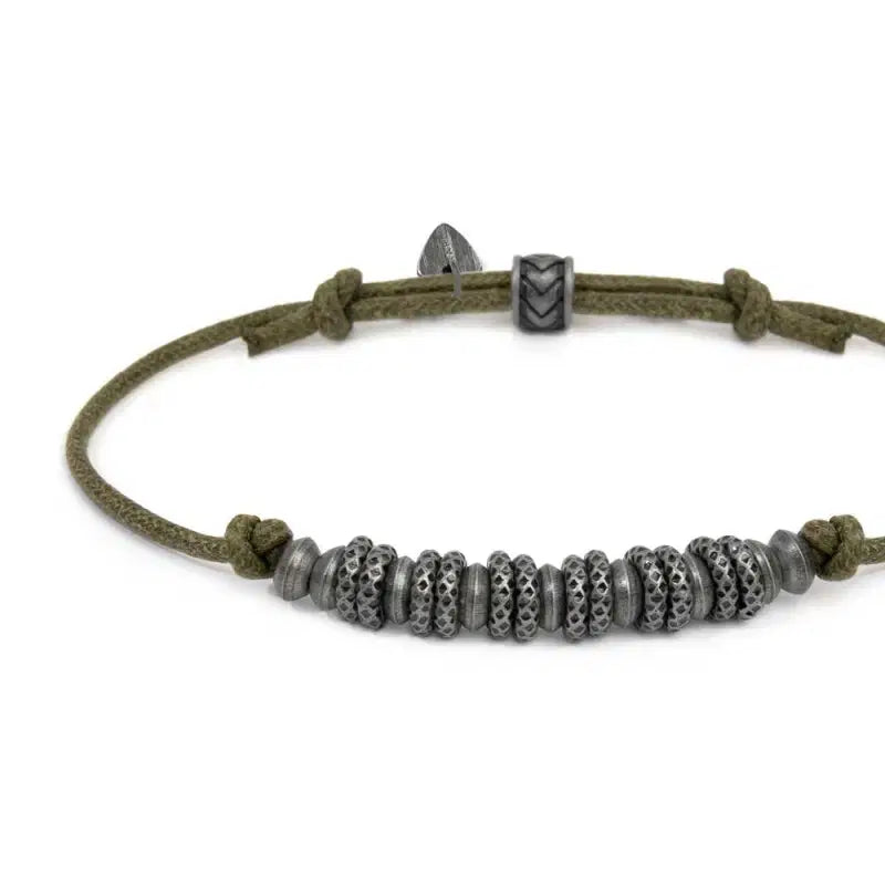 Bracciale cordino cerato rondelle in acciaio Marlù