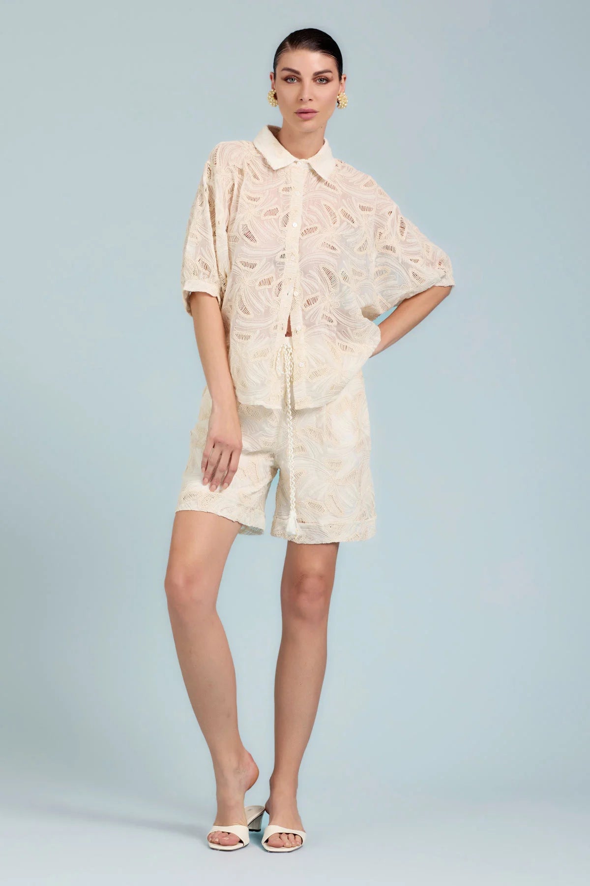 CAMICIA CON RICAMO ALL OVER E MICRO PAILLETTES TAKE TWO