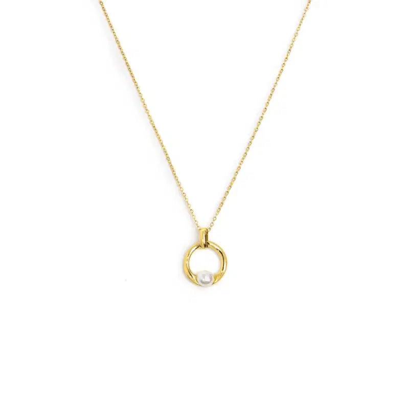 Collana catena con centrale a forma organica con perla Marlù