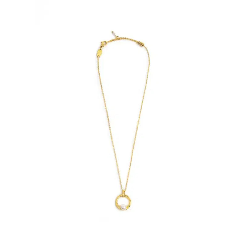 Collana catena con centrale a forma organica con perla Marlù