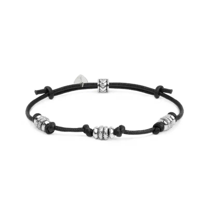 Bracciale cordino cerato gruppi di rondelle in acciaio Marlù