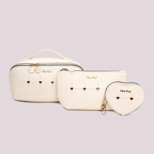 BEAUTY CASE SET DA 3 CON CUORICINI MIMÍ-MUÁ