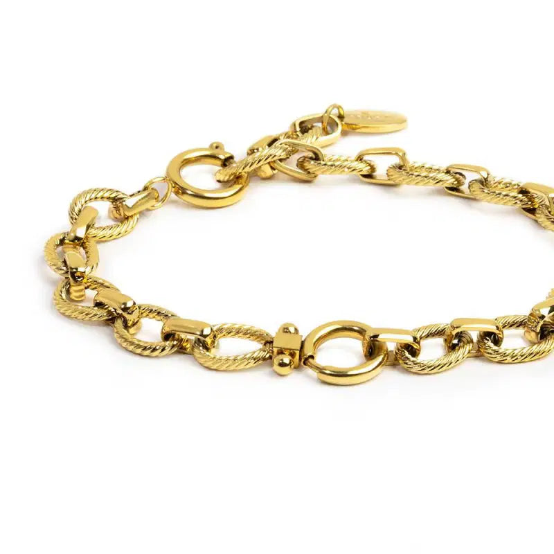 Bracciale catena a maglie larghe texturizzate al centro moschettone ad anello Marlù