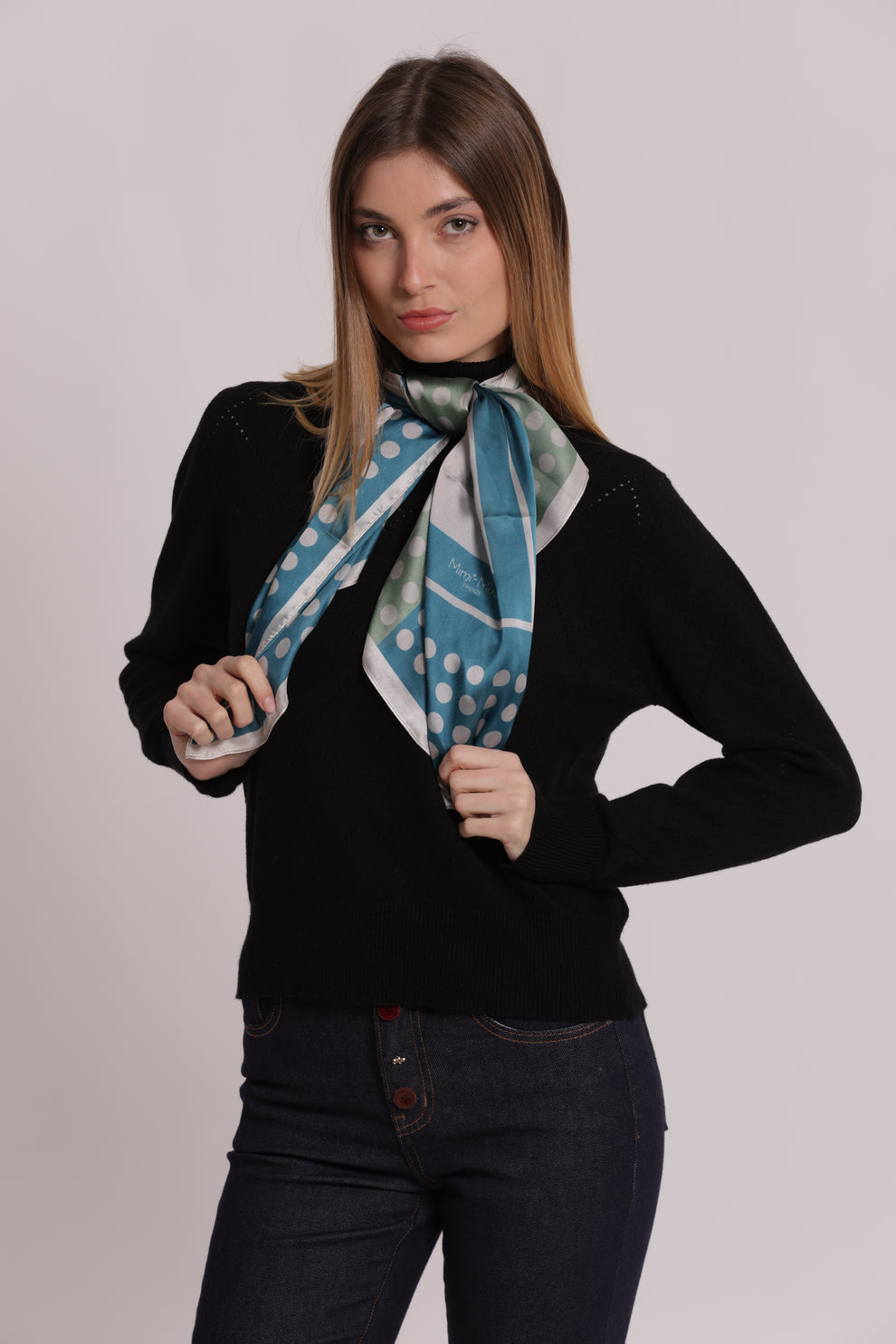 FOULARD CON CORNICE A PALLINI (90X90 cm) MIMI-MUA