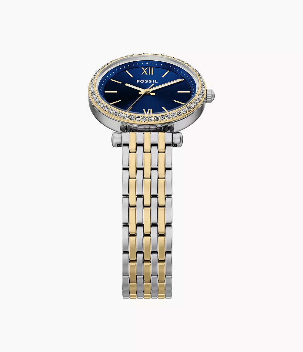 Orologio Carlie Mini 28 mm a tre sfere con bracciale in acciaio bicolore Fossil