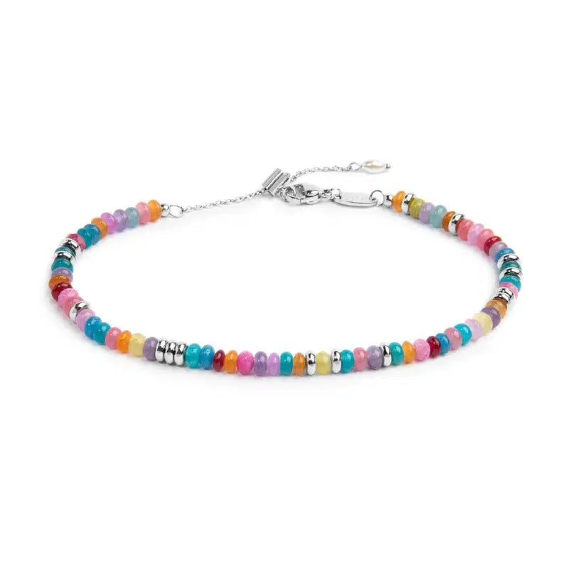 Cavigliera con perle a ciambella in plastica colorate Marlú
