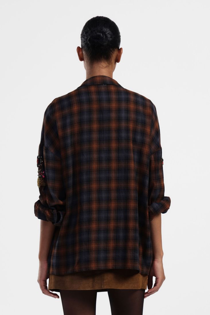Camicia a righe con ricami floreali Dixie