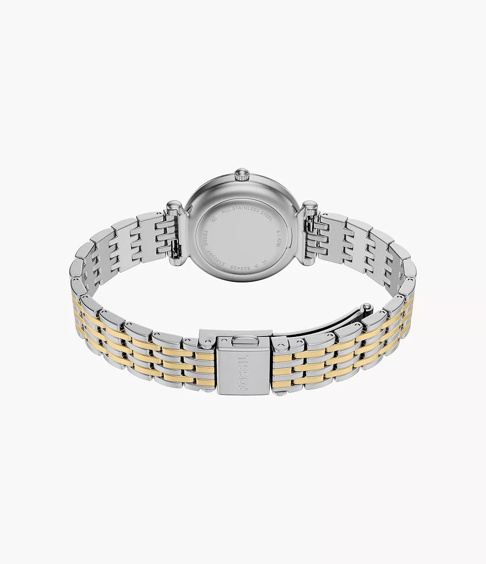 Orologio Carlie Mini 28 mm a tre sfere con bracciale in acciaio bicolore Fossil