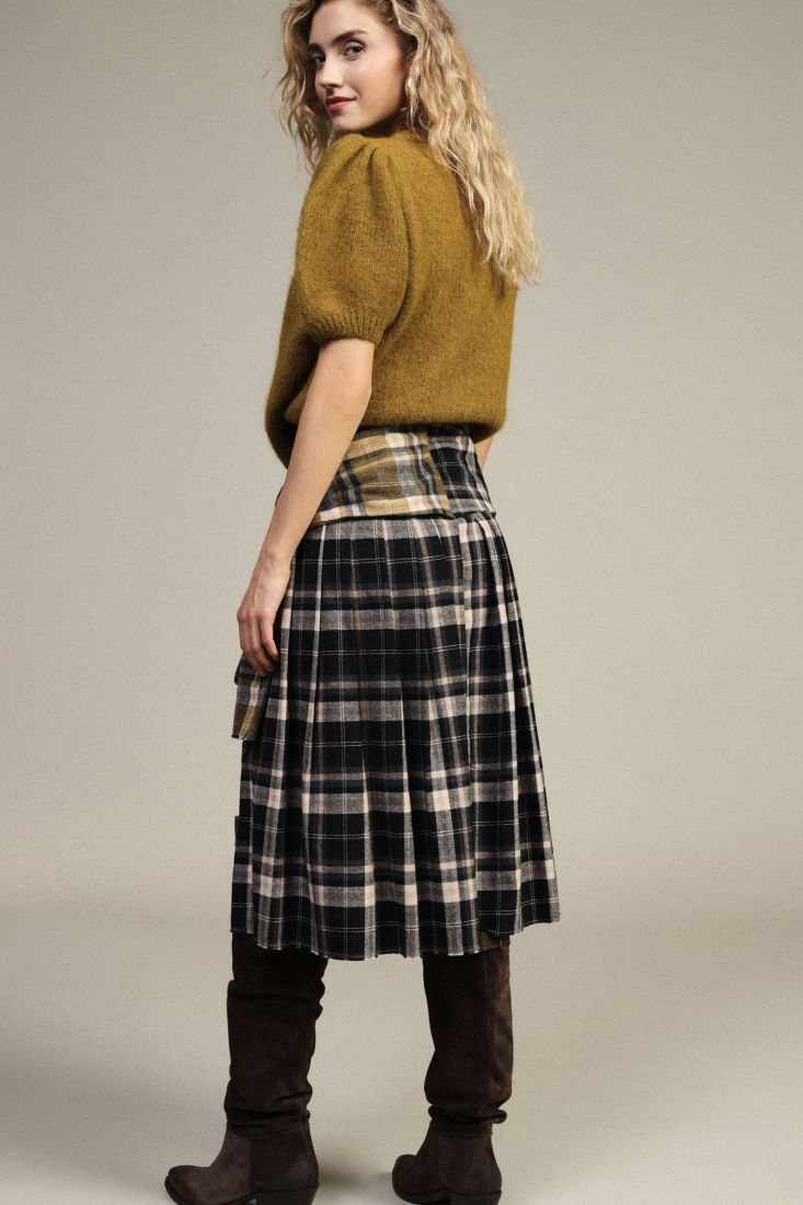 Gonna midi a vita alta con pattern a quadri Dixie