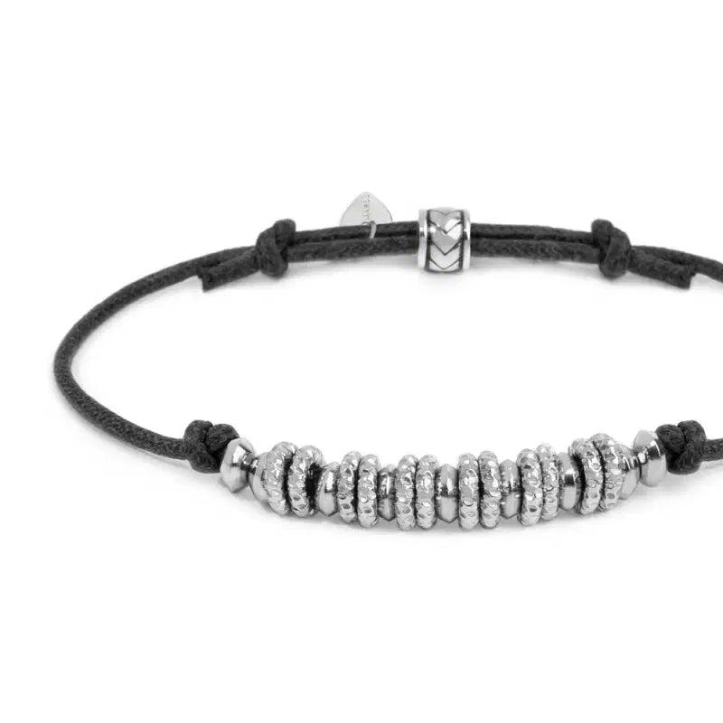 Bracciale cordino cerato rondelle in acciaio Marlù