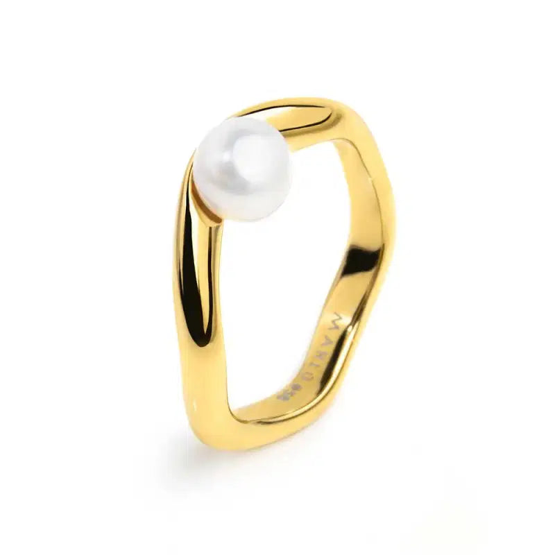 Anello a fascia a forma organica con perla MARLU'