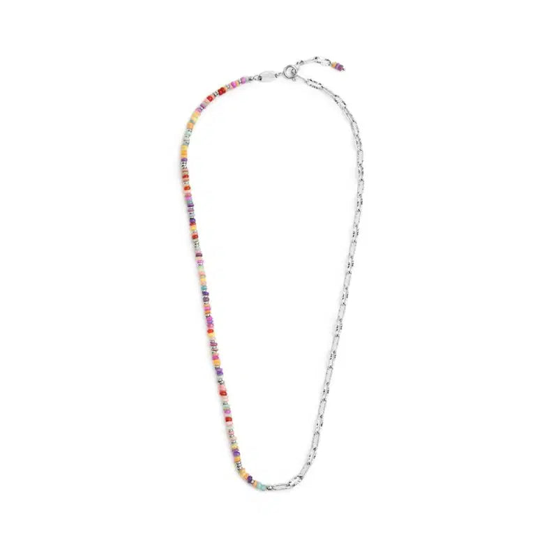 Collana con perline colorate e catena a maglia larga Marlù