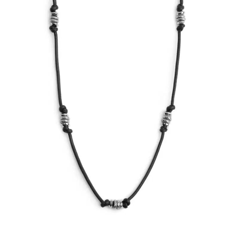 Collana cordino cerato gruppi di rondelle in acciaio Marlù