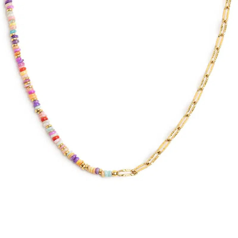 Collana con perline colorate e catena a maglia larga Marlù