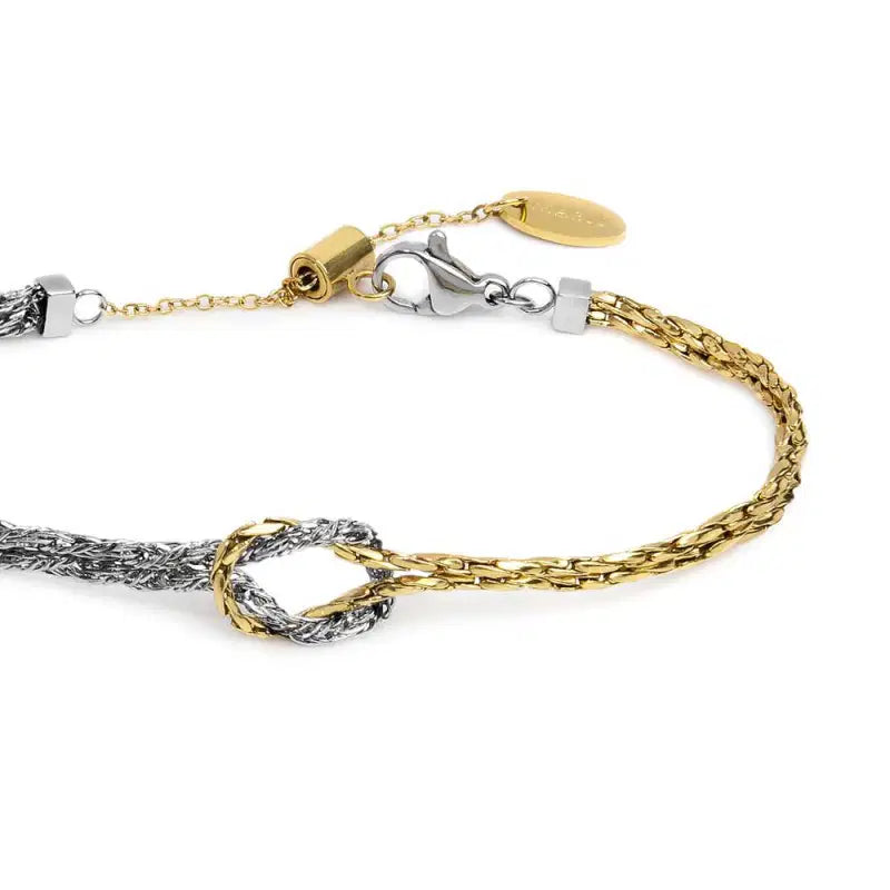 Bracciale con nodo centrale catena snake e catena foxtail Marlù