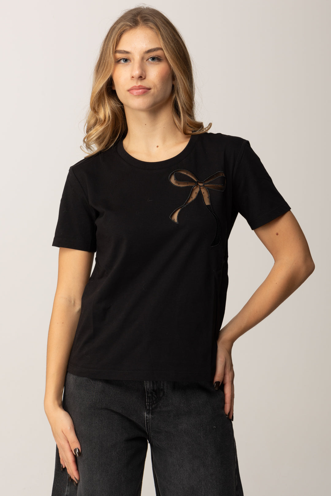 T-shirt In Cotone con Ricamo Twinset